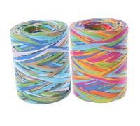 Healvian Ruban de Raphia Coloré pour Emballage Présent 2 Rouleaux DIY en 6 Couleurs Ficelle Flexible pour Loisirs Créatifs et Décoration de Fête