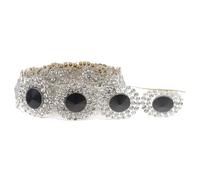 Healvian Ruban Décoratif DIY en Strass de Verre et Diamants Noirs Bordure en Maille Scintillante Coupe Ajustable pour Ceintures Robes de Mariage et Accessoires de Couture