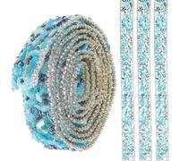 Healvian Ruban Strass Autocollant Bleu en Macadam et Cristal, Facile à Utiliser et Thermocollant, pour Décoration et Bricolage, Rouleau de 1 Mètre pour Vêtements et Accessoires