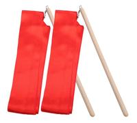 Healvian Rubans de Gymnastique Rythmique Facile à Apprendre pour Garçon et Filles et Ruban de Soie Rouge de 4m 2 Pièces Manche en Bois pour Entraînement et Danse en Groupe