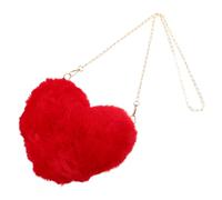Healvian Sac Bandoulière en Forme de Cœur avec Chaîne, Sac à Bandoulière Portable en Peluche pour Filles Et Femmes