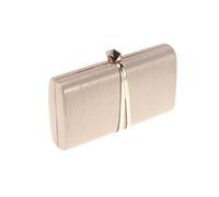Healvian Sac De Soirée Femme Pochette Mariage Fête Sac à Main avec Chaînette Motif Relief Simple Doré Moyenne pour Téléphone Cartes Portefeuille