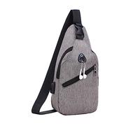 Healvian Sacoche Bandoulière Homme Étanche pour Sport avec Chargeur USB Pochette Poitrine Ajustable pour Téléphone et Tablette Rangement Multi Compartiments pour Voyage et Activités