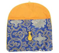 Healvian Sacoche de Rangement à Brocart Bleu Marine 23x17 Cm pour Livres de Musique et Écrits Bouddhistes, Petite Pochette Ethnique Vintage, pour Voyage et Usage Extérieur