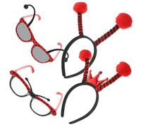 Healvian Serrage-tête et Lunettes Ladybug Cosplay en Plastique Léger, Accessoire Costume pour Filles, Usage Fête Costumée Carnaval Halloween, Bandeau Rouge à Pois Noirs, 1 Set