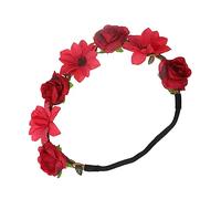 Healvian Serrage-tête Rose Et Couronne De Cheveux Guirlande De Fleurs Rouge, Bandeau Floral Taille Unique Pour Femme, Accessoire Coiffure Élégant Pour Mariage, Festival Et Photographie