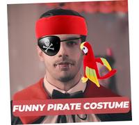 Healvian Set Accessoires de Costume Pirate Cosplay avec Épaule Perroquet Bandana Rouge et Cache Œil pour Halloween et Fêtes à Thème Pirate