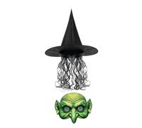 Healvian Set Chapeau Perruque avec Masque Femme Halloween Accessoire de Fête Décoratif pour Soirée Cosplay et Photobooth