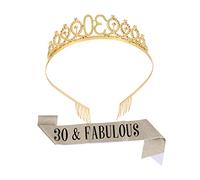 Healvian Set de Bandes Détiquette Couronne Dorée Ans pour Fête Danniversaire Ceintures de Cérémonie Confortables avec Peigne Cheveux Décoration Festive pour Filles