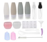 Healvian Set de Bouteilles Cosmétiques Rechargeables avec Accessoires Flacons Transparents et Étanches pour Shampoing et Crème de Voyage Rangement Compact avec Sac Organizer