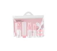Healvian Set de Bouteilles de Voyage Pet Rechargeables Transparentes avec Pulvérisateur et Pots Crème Flacons Vaporisateurs Portables pour Shampooing Lotion Tonique Cosmétiques Rose