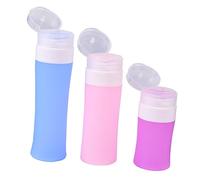 Healvian Set de Bouteilles de Voyage Silicagel Contenants Cosmétiques Rose Bleu avec Sac PVC Kit Pratique pour Produits de Beauté Avion