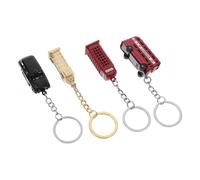Healvian Set de Porte-clés Bus Lot de 4 Vintage en Alliage de Zinc Big Ben Taxi et Cabine Téléphonique, Décoration Robuste pour Paquet à Dos et Accessoires Féminins