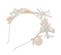 Healvian Silver Pearl Band Couronne Bandeau De Mariée Casque De Mariage De Plage Casque De Mariée De Mariage Bandeau De Sirène Pour Filles Coquillage Métal Plastique Blanche