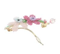 Healvian Spring Flower Hair Clips With Dual-color Beaded Floral Design Secure Lightweight Snap Barrette For Women Teens For Weddings And Parties