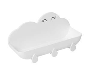 Healvian Support de Rangement Suspendu sans Perçage pour Salle de Bain en ABS Étagère Murale Nuage Blanche Crochet Installation Facile Carrelage ou Verre Trempé