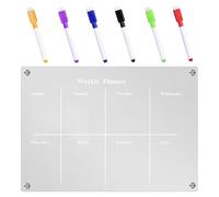 Healvian Tableau Blanc Magnétique Effaçable à Sec en Acrylique Transparent Petit Format Calendrier Hebdomadaire pour Réfrigérateur avec 7 Pièces Stylo Magnétique Organiseur de