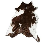 Healvian Tapis à Motifs Animaux Imprimé Vache Marron en Cuir Synthétique Doux et Confortable, Coussin de Sol Pelucheux Décoratif Maison