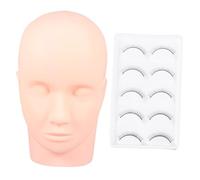 Healvian Tête de Mannequin Démonstration en Silicone Beige à Cils 1 Set pour Entraînement Extensions de Cils Pratique Kit Maquillage Corps Humain Zone Coiffure