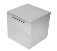 Healvian Tirelire en Acier Inoxydable 20X20X20 CM Coffre-Fort Sécurisé Inamovible Boîte à Économies Métallique Compacte pour Adultes Bocal à Monnaie Verrouillable Bureau et Dons