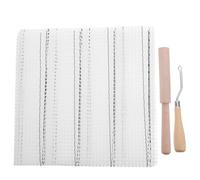 Healvian Toile à Mailles pour Tapis à Crocheter 50X100 CM Noire avec Outil à Crochet en Bois et Coupe-Fil Kit Complet pour Bricolage DIY Fournitures pour Tapisserie et Création de Tapis