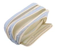 Healvian Trousse à Crayons Grosse Capacité en Polyester Léger Bleu Clair avec 3 Compartiments Spacieux, Paquet de Rangement Multi-usages pour Étudiants, Artistes et Fournitures Scolaires,