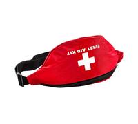Healvian Trousse de Secours Randonnée Rouge Imperméable en Nylon Plusieurs Poches, Ceinture Pratique pour Activités de Plein Air Voile