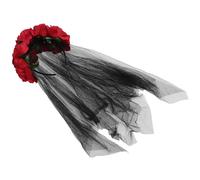 Healvian Voile Rouge en Dacron et Fil Serrage-tête Décor Rose pour Halloween, Accessoire Élégant pour Femme Lors de Festival ou Carnaval