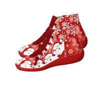 Healvian Xmas Short Boots pour Femmes Rouge Confortables et Respirantes Chaussures Décontractées Automne Hiver avec Motif Antidérapantes et Élégantes pour Fêtes et