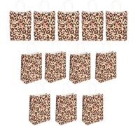 HEANUJJ 12 Paquet Présents en Papier Kraft Robustes et Faciles à Porter Imprimé Léopard, Design Créatif et Pratique pour Foires Artisanales Locales et Commerce de Détail