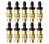 HEANUJJ 16 Pièces Buses Arrosage Cuivre Or pour Tuyau 4/7mm, Atomisation Réglable, Performance Économie D'eau, Irrigation et Refroidissement Extérieur