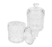 HEANUJJ 2 Pièces Bocal en Verre Embossé avec Couvercle Hermétique pour Rangement Sec, Design Élégant et Structure Interne pour Allumettes, pour Plan de Travail la Cuisine ou Balcon