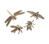 HEANUJJ 4 Pièces Libellule en Laiton de Table, Statuette Miniature de Libellule, Décoration D'insecte Vintage, Or, pour Bureau à Domicile, Inspiration Nature Éducative, pour Garçon