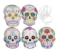 HEANUJJ Bannière Suspendue Jour des Morts Motif Crâne Unique en Papier Décoration Festive 1 Pièce Corde D'assemblage Colorée pour Fenêtre ou Scène