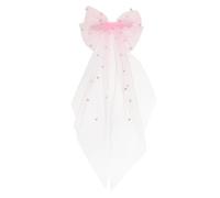 HEANUJJ Barrette Mariage Voile en Tulle Nœud Perlé Rose Élégante, Ajoute Charme sans Tirer les Cheveux, pour Mariages et Cosplay