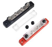 HEANUJJ Bloc de Barres Omnibus 2 Sets pour Batterie 12 V Bornes M6 Rouge et Noir, Facile à Installer, Couvercle Protecteur, pour Voitures et Bateaux
