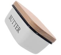 HEANUJJ Boîte à Beurre Émaillée avec Couvercle en Bois, Boîte de Rangement pour Beurre Fraîcheur, Prévention des Insectes, Design Unique pour Cuisines et Hôtels