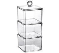 HEANUJJ Boîte de Rangement Carrée Design Élégant Facile à Ouvrir et Fermer en Acrylique avec Couvercle pour Disques de Coton pour Coiffeuse ou Table de Maquillage