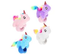 HEANUJJ Bracelets à Claquer Accessoires Adorables 4pcs en Peluche Licorne Doux et Facile à Porter pour Fête de Nouvel An et Pâques