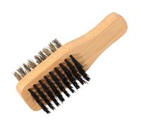 HEANUJJ Brosse à Barbe Double Face Jaune en Poils de Sanglier et Nylon pour Réduire Les Démangeaisons et Exfolier la Peau, Rasage Humide