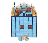 HEANUJJ Calendrier Décoration de Table Festive du Ramadan en Bois du Compte à Rebours avec Lumière LED Bleue pour 30 Jours Eid Mubarak