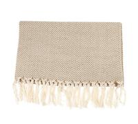 HEANUJJ Chemin de Table à Thé Double Face en Coton et Lin Beige, Tissage Main avec Glands, Forme Rectangulaire Style Champêtre, pour Banquet et Anniversaire