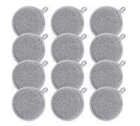 HEANUJJ Chiffons éponges de cuisine double face lot 12 non abrasifs pour vaisselle et poêles forme ronde couleur argent