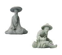 HEANUJJ Décoration de Jardin Extérieure 2 Pièces en Grès Représentant Un Vieux Pêcheur Réaliste, Ornement Créatif Design Artisanal Exquis, pour Bureau ou Jardin