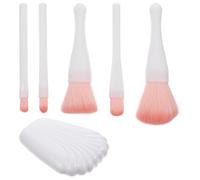 HEANUJJ Ensemble de Pinceaux Maquillage Yeux 5 Pièces pour Femme avec Trousse de Rangement Blanche, Miroir Intégré, Nylon et Plastique, Portable et Léger pour Voyage