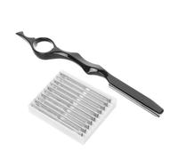 HEANUJJ Kit Rasoir pour Hommes Noir en Acier avec 10 Lames de Rechange, Outil Professionnel pour Couper et Effiler les Cheveux, pour Salon ou Usage Domestique