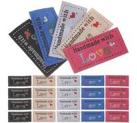 HEANUJJ Lot de 100 Étiquettes à Coudre Faites la Main avec Amour en Tissu Coton, Décoratives et Pratiques pour Tricot et Patchwork, pour Produits Artisanaux