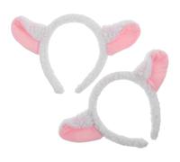 HEANUJJ Lot de 2 Serrage-têtes Oreilles D'agneau en Peluche Douce Blanche, Bandeaux Confortables pour Séances Photo et Fêtes à Thème, Accessoires Mignons pour Garçon et Filles et Adultes