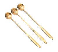 HEANUJJ Lot de 3 Cuillères à Café en Acier Inoxydable Or Manche Long Résistantes la Chaleur, Design Créatif de Pétale pour Café et Restaurant