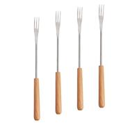 HEANUJJ Lot de 4 Fourchettes à Fondue Beurre Rôtir en Acier Inoxydable Manche en Bois, Poignée Confortable et Utilisation Pratique pour Fruits et Bonbons